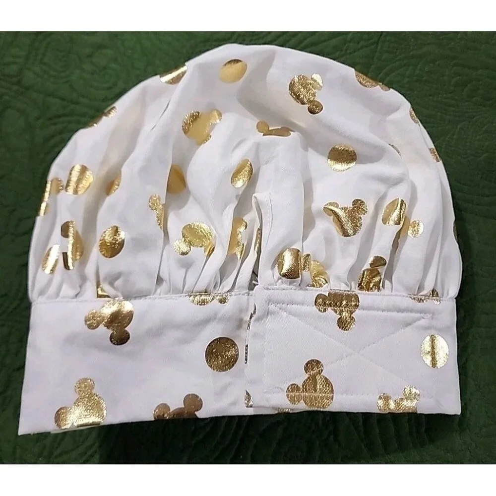 Disney Mickey Mouse Eats Chefs Hat Gold Bow Black Ears‎ Adjustable